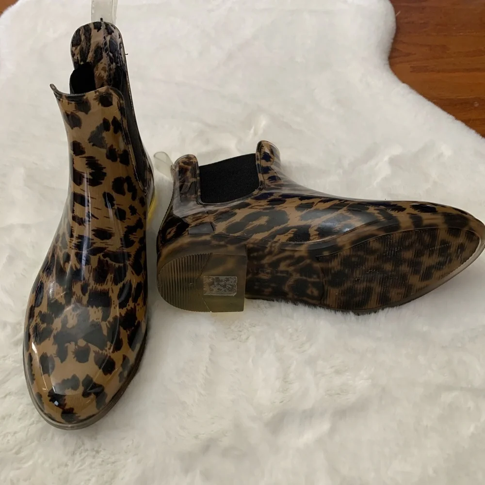 J. Crew Leopard Print Chelsea Rain Bootie - Picture 11 of 14